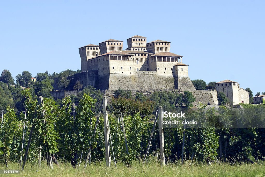 Castle of Torrechiara (Parma) und Weingut - Lizenzfrei Festung Stock-Foto