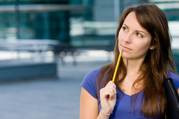 istock Pretty caucasian girl pondering thinking 92876048
