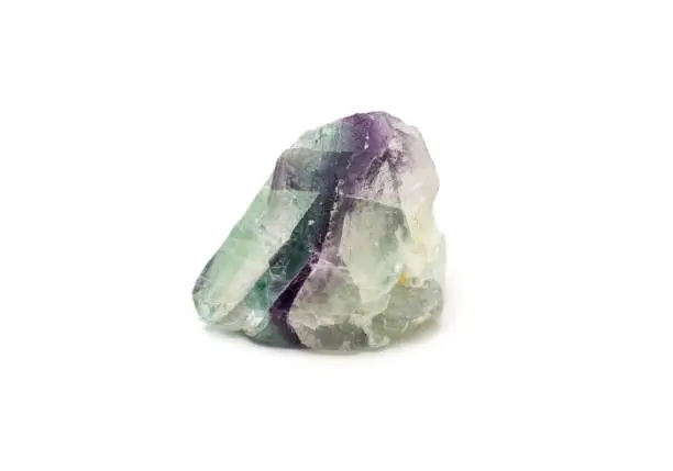 Fluorite mineral form of calcium fluoride isolated on white background