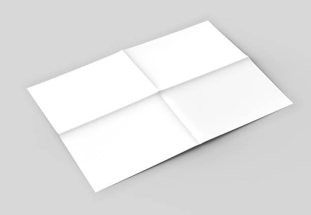 istock 8 page leaflet - French fold right angle horizontal - landscape brochure mock up isolated on soft gray background. 3D illustrating. 928774922