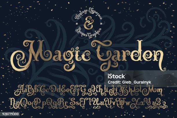 Beautyfull Decorative Font Named Magic Garden With Nice Textured Noise Effect Stock Illustration - Download Image Now