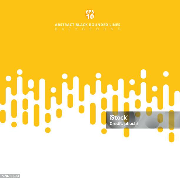 Abstract Yellow Mustard Rounded Lines Halftone Transition Stock Illustration - Download Image Now