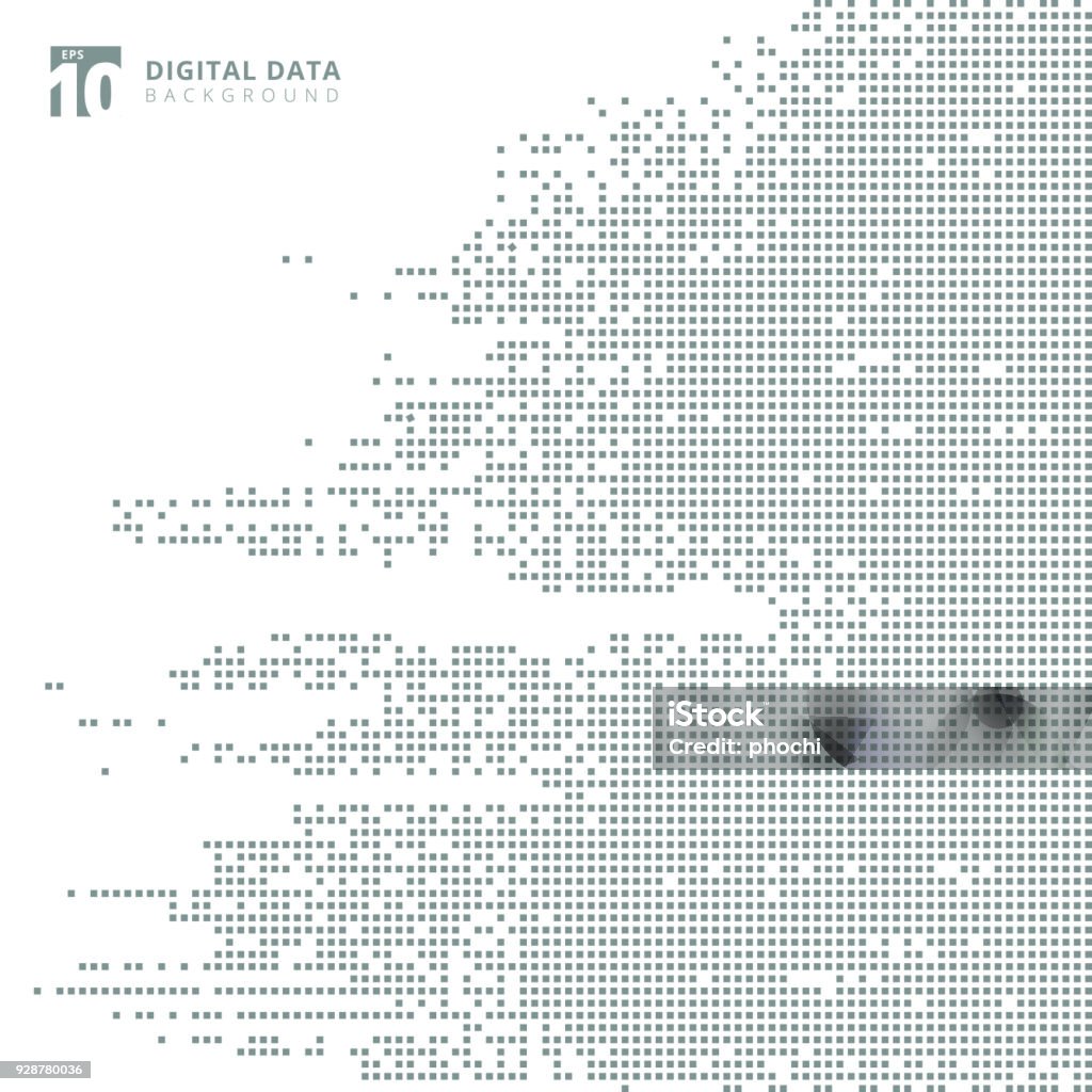 Resumen tecnología fondo de píxel cuadrado gris de datos digitales. - arte vectorial de Fondos libre de derechos