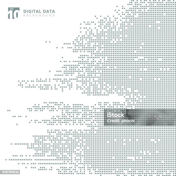 Ilustración de Resumen Tecnología Fondo De Píxel Cuadrado Gris De Datos Digitales y más Vectores Libres de Derechos de Fondos