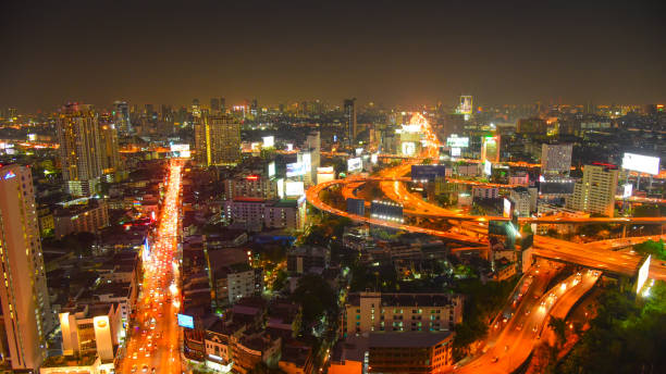 istock Panoramic view Cityscape business district from aerial view high building at dusk (Bangkok, Thailand) 928780694