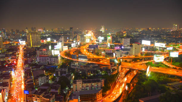 istock Panoramic view Cityscape business district from aerial view high building at dusk (Bangkok, Thailand) 928783228