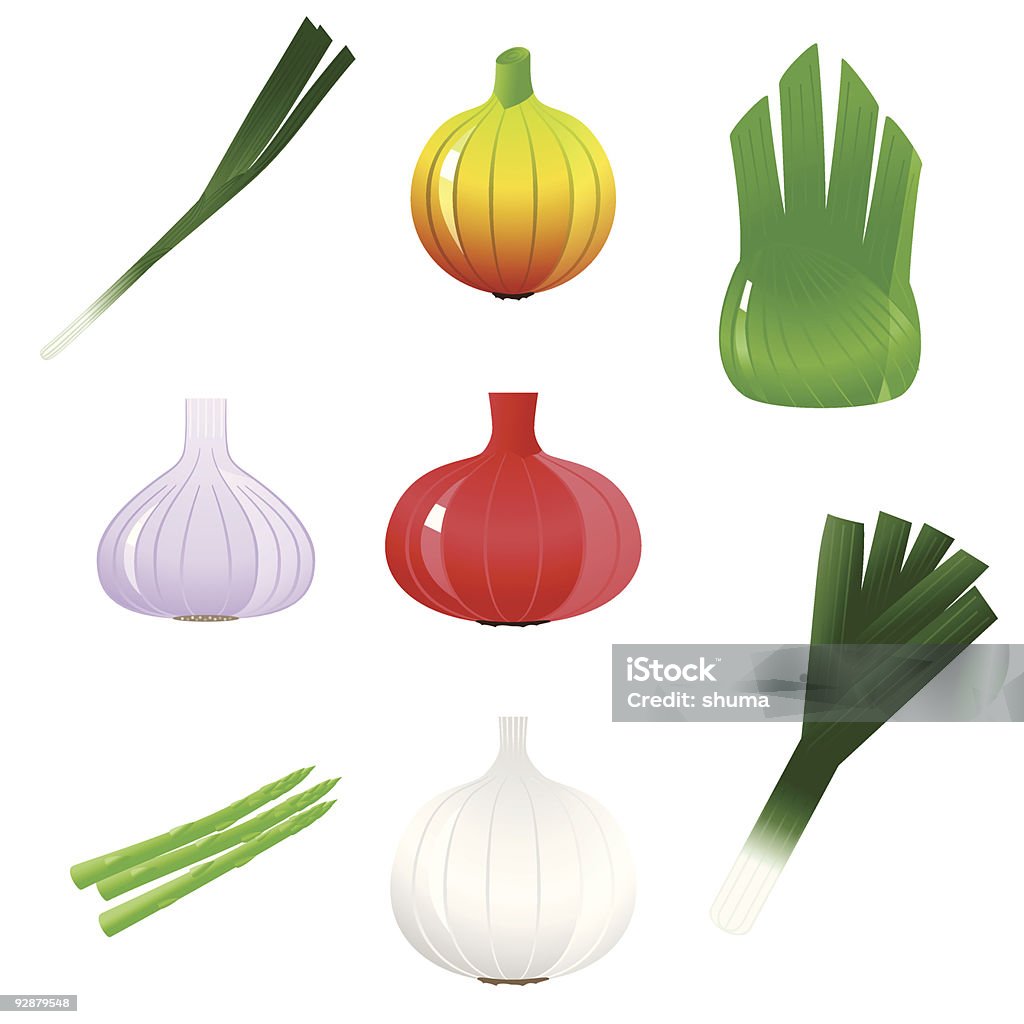 set di icone di verdure - arte vettoriale royalty-free di Aglio - Alliacee