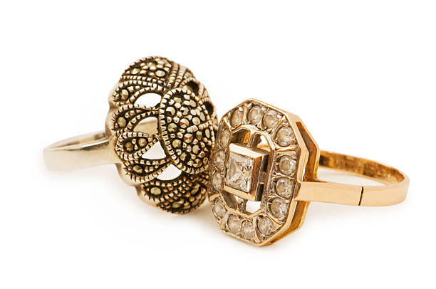 istock Golden rings isolated on the white background 92879662