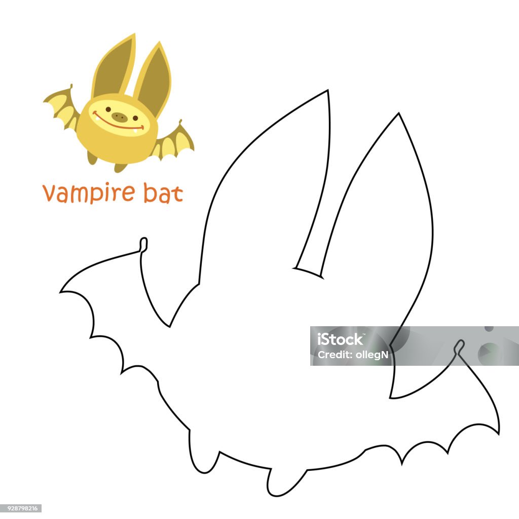 Kids coloring page - bat Coloring book for children. Coloring page with bat Animal stock vector