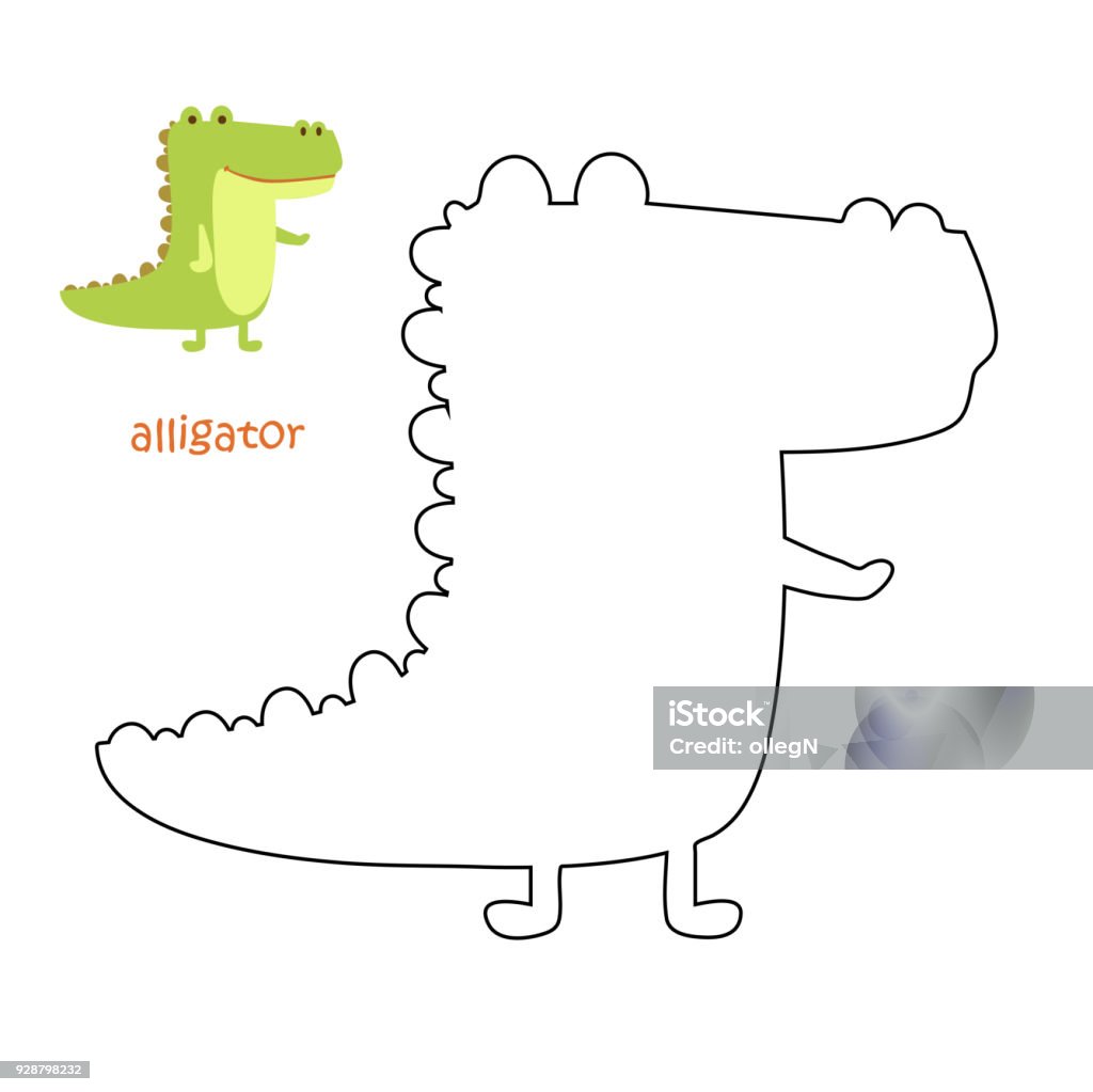 Kids coloring page - alligator Coloring book for children. Coloring page with alligator Alligator stock vector