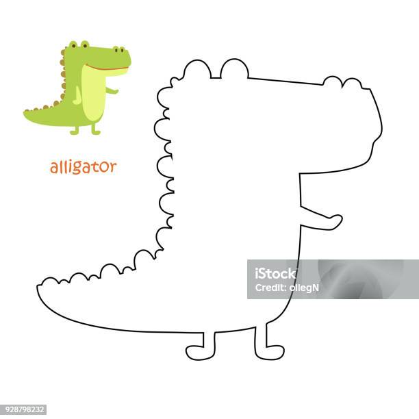 Kids Coloring Page Alligator Stock Illustration - Download Image Now - Alligator, Animal, Art