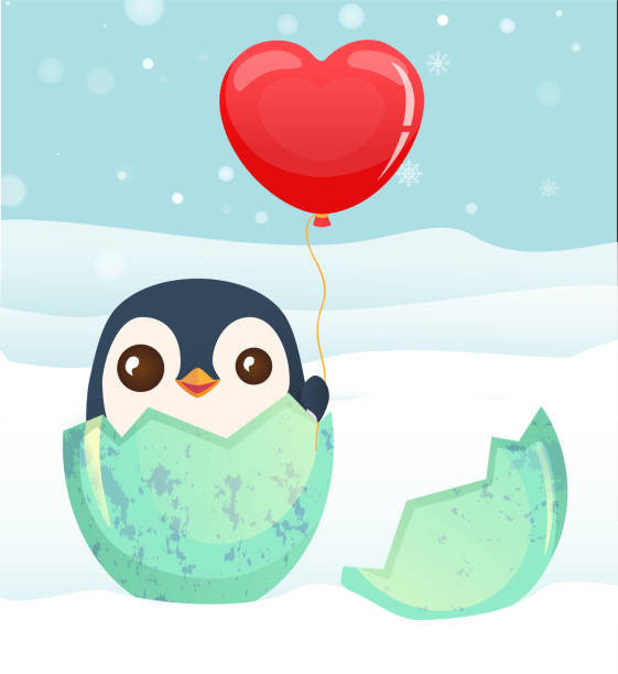 illustrazioni stock, clip art, cartoni animati e icone di tendenza di pinguini con regali di natale - animal egg chicken new cracked