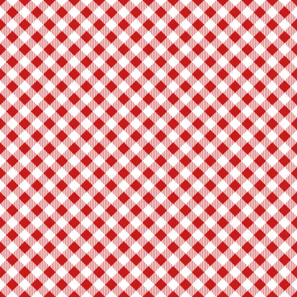 Vector illustration of Red Tablecloth Argyle Pattern