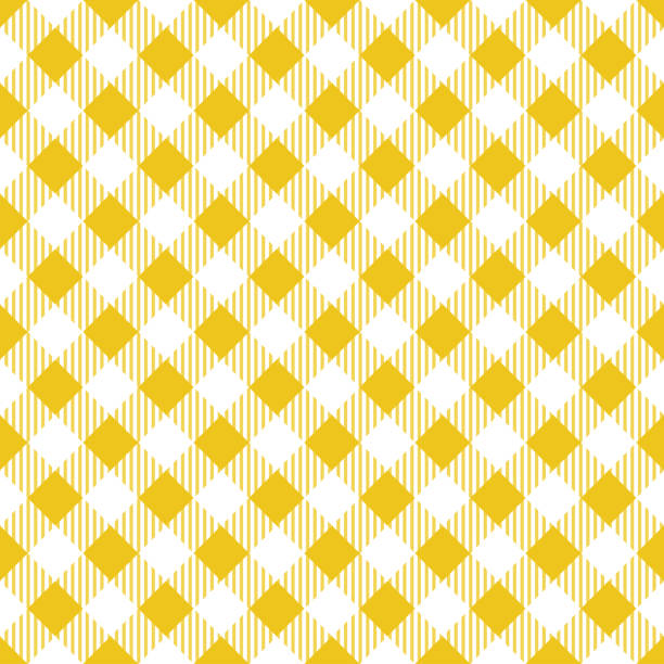 노란 식탁보 아가일 패턴 - argyle textile seamless pattern stock illustrations