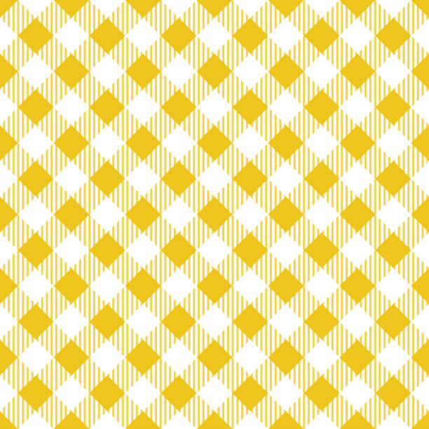 ilustrações de stock, clip art, desenhos animados e ícones de yellow tablecloth argyle pattern - pattern plaid checked seamless