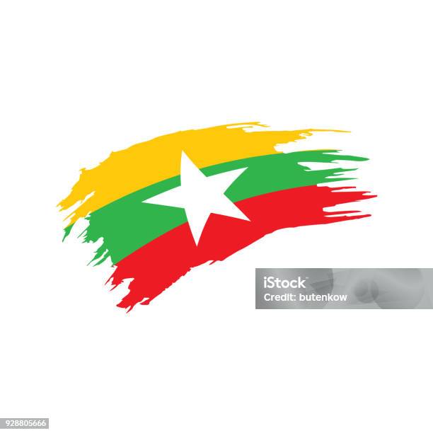 Myanmar Flag Vector Illustration Stock Illustration - Download Image Now - Cultures, Flag, Illustration