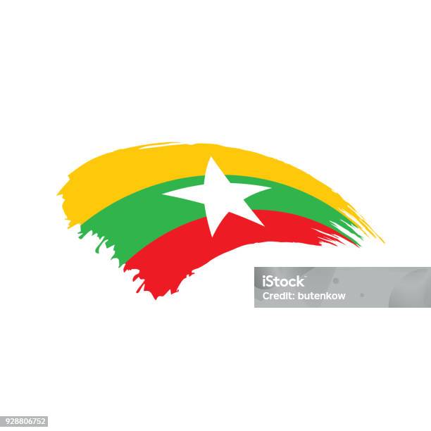 Myanmar Flag Vector Illustration Stock Illustration - Download Image Now - Cultures, Flag, Illustration
