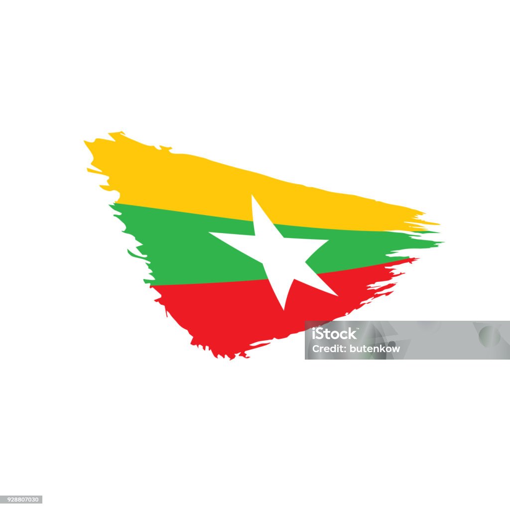 Myanmar flag, vector illustration Myanmar flag, vector illustration on a white background Cultures stock vector