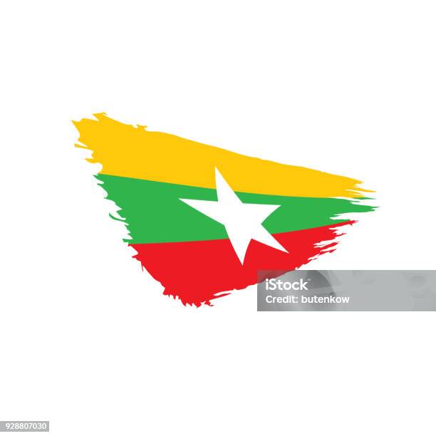 Myanmar Flag Vector Illustration Stock Illustration - Download Image Now - Cultures, Flag, Illustration