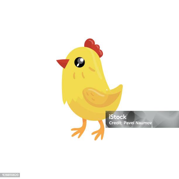 Little Yellow Chicken With Red Beak And Scallop Cartoon Character Of Farm  Bird Domestic Animal Concept Of Poultry Farming Colorful Flat Vector Design  Stock Illustration - Download Image Now - iStock