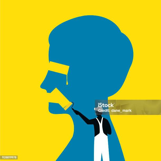 Censorship Illustration Stock Illustration - Download Image Now - Censorship, Profile View, Paint