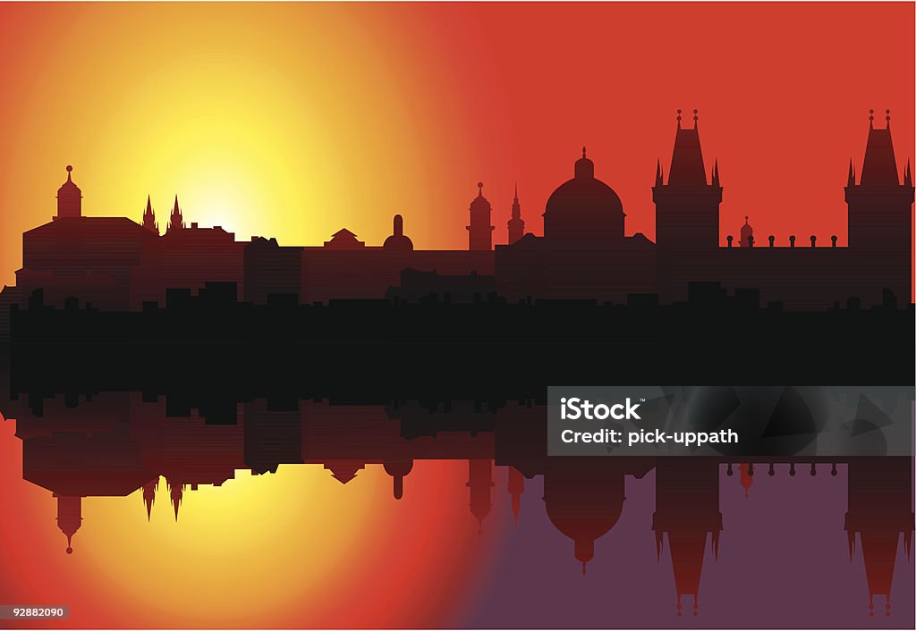 Prague Skyline  Strahov Library Theological Hall stock vector