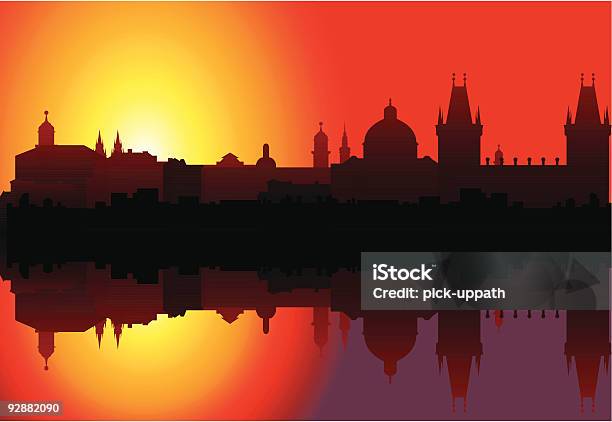 Prague Skyline Stock Illustration - Download Image Now - Strahov Library Theological Hall, Architectural Dome, Building Exterior