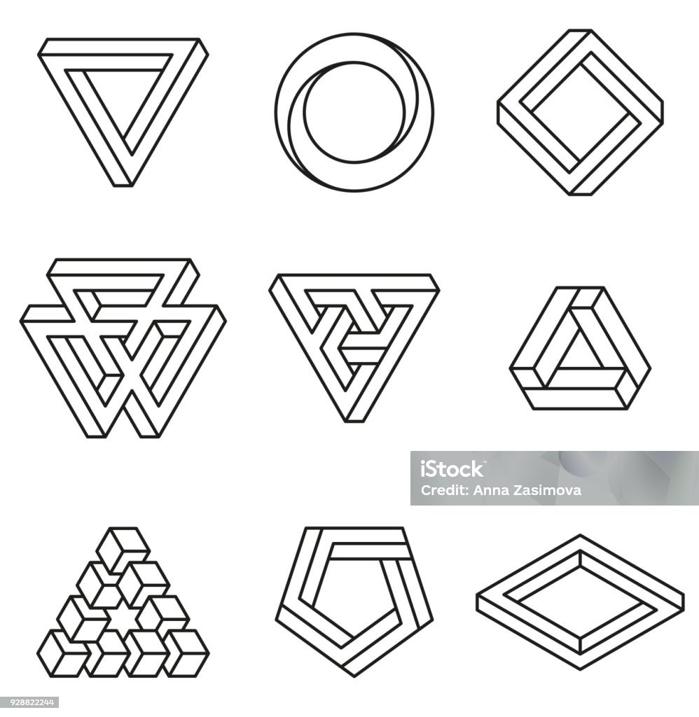 Tập Hợp Các Hình Dạng Bất Khả Thi Ảo Ảnh Quang Học Vector Minh Họa ...