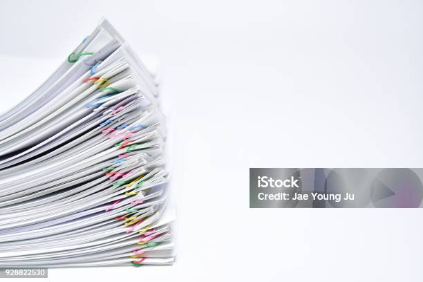 A Pile Of Documents With Copy Space On White Background Stock Photo - Download Image Now