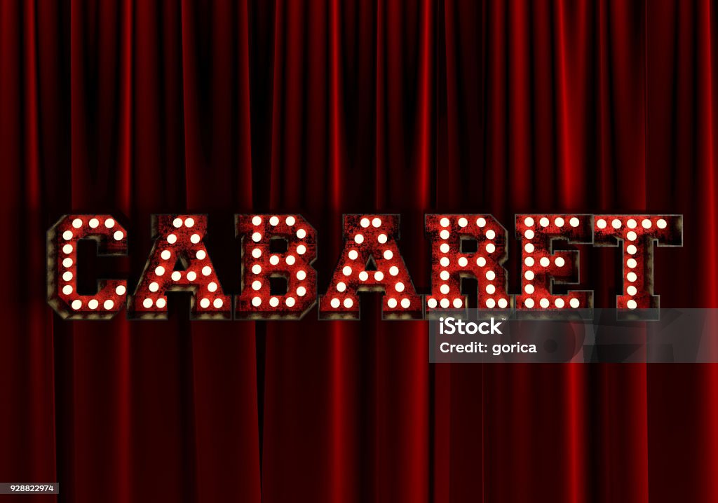 Cabaret In front Of Red Theater Curtain. 3d Rendering. Cabaret Stock Photo