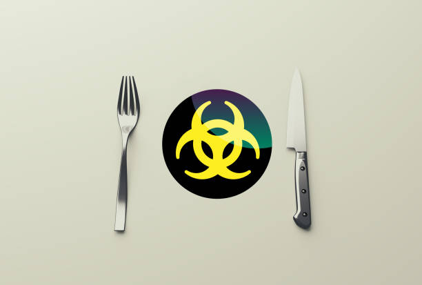 istock Dangerous food. vegetable, fork and knife, 3d illustration 928832292