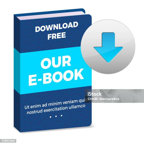 Ilustración de Ícono Ebook Con Botón Download y más Vectores Libres de Derechos de Lector de libros electrónicos - Lector de libros electrónicos, Descargar - Internet, Plantilla - Producto de arte y artesanía