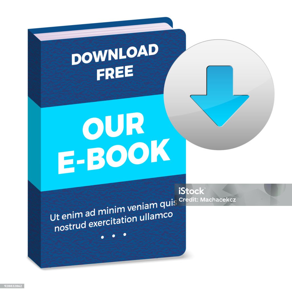 Icône de l’E-book avec bouton download - clipart vectoriel de Livre électronique libre de droits