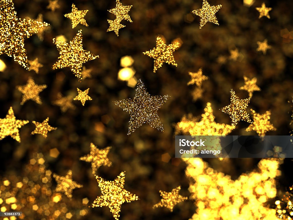 Gold stars with some out of focus stars Star Shape Stock Photo