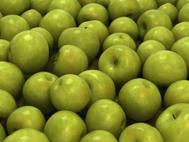 maçã - apple granny smith apple three objects green - fotografias e filmes do acervo