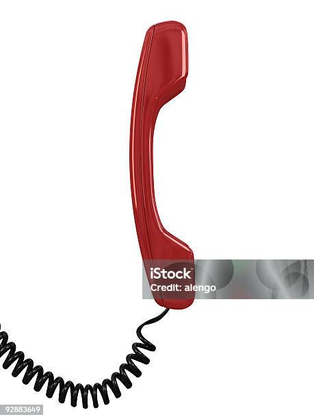 Auscultador De Telefone Vermelho - Fotografias de stock e mais imagens de Auscultador de Telefone - Auscultador de Telefone, Cabo, Comunicação