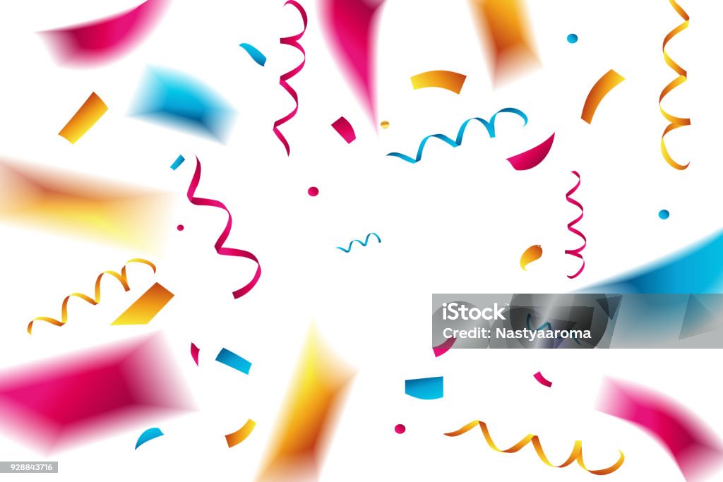 Celebration background template Celebration background template with confetti and red ribbons. Vector illustration Abstract stock vector