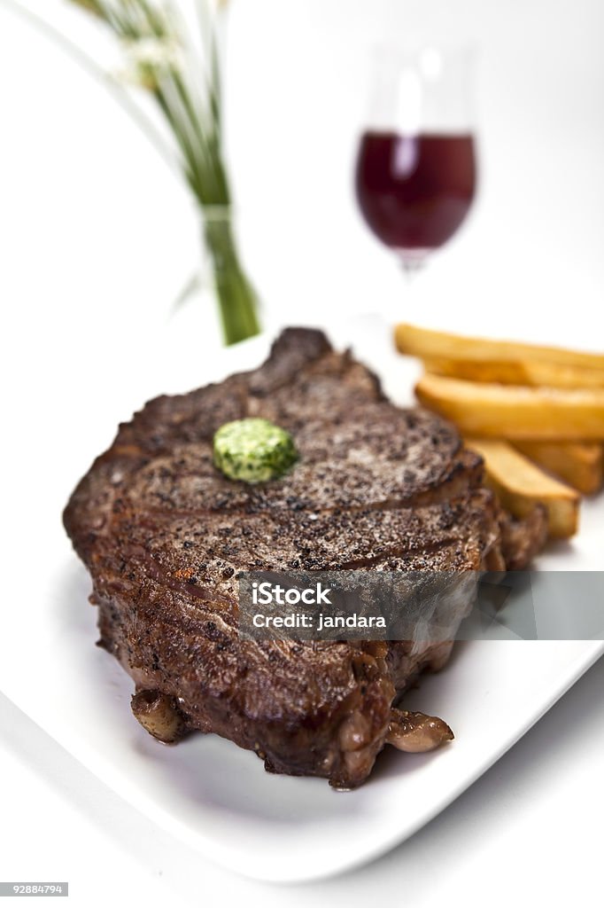 USDA Prime Costeleta de vaca e batatas fritas - Royalty-free Agricultura Foto de stock