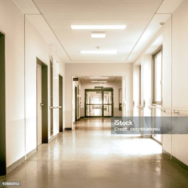 Hospital Corridor Stock Photo - Download Image Now - Hospital, Backgrounds, Corridor
