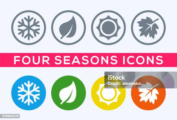 Une Série De Quatre Saisons Icônes Vecteurs libres de droits et plus d'images vectorielles de Icône - Icône, Saison, Les 4 saisons