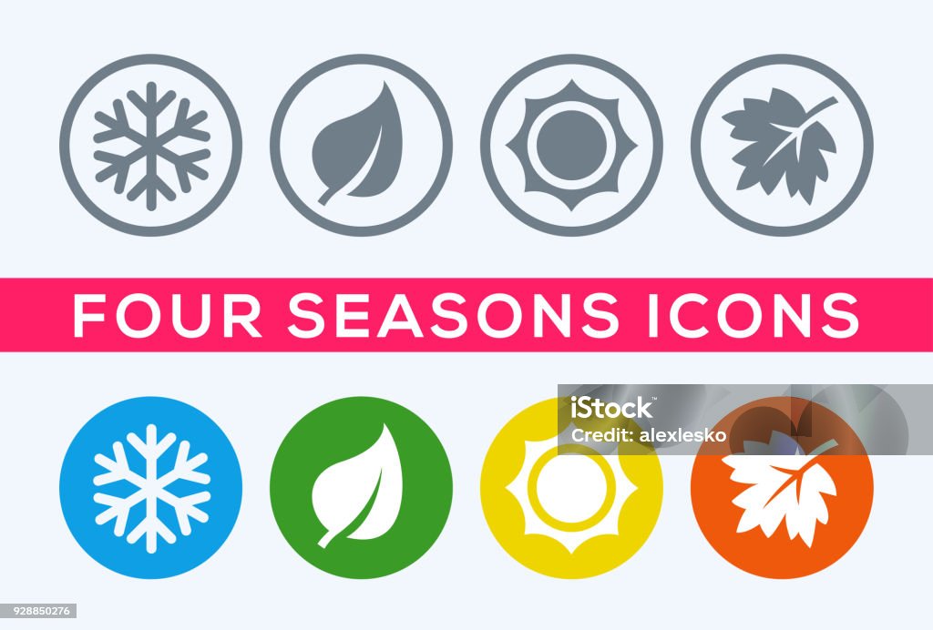 A set of four seasons icons. A set of four seasons icons. The seasons - winter, spring, summer and autumn. Icon Symbol stock vector