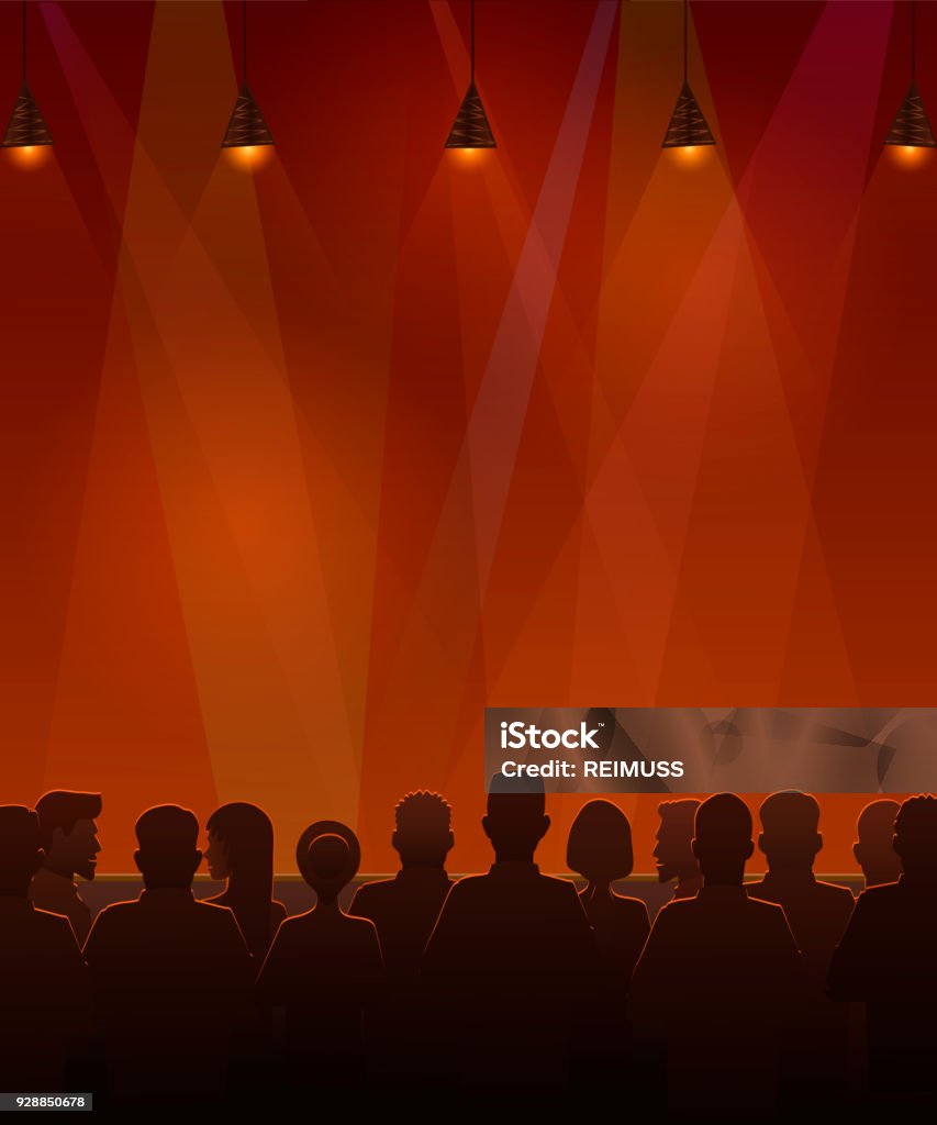 People sitting at the stage. Vector illustration of silhouettes of audience sitting at the stage. Vector illustration of silhouettes of audience sitting at the stage. Audience stock vector