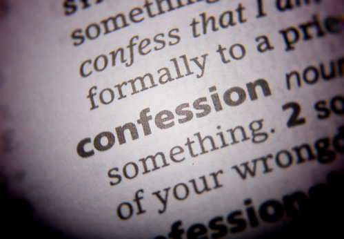 Confession printed and defined in the English dictionary