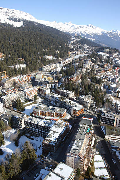 Alpine ski resort stock photo