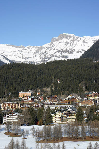 Alpine ski resort stock photo