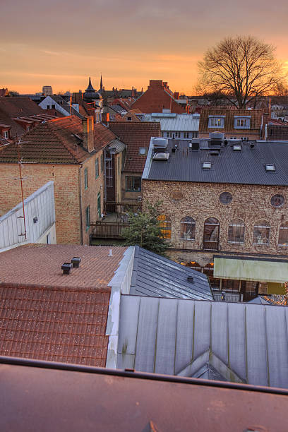 Lund roofs stock photo