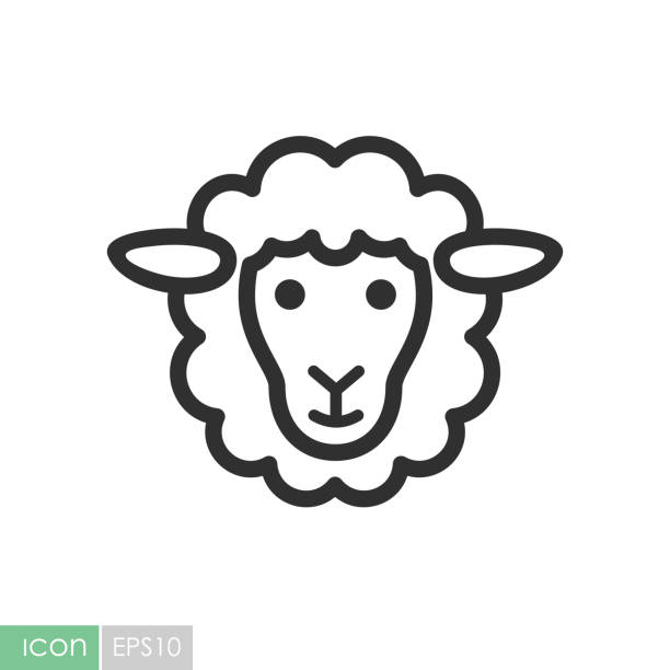 ilustrações de stock, clip art, desenhos animados e ícones de sheep vector icon. animal head - wildlife sheep animal body part animal head