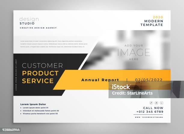Elegant Yellow Black Business Presentation Brochure Design Template Design Stock Illustration - Download Image Now