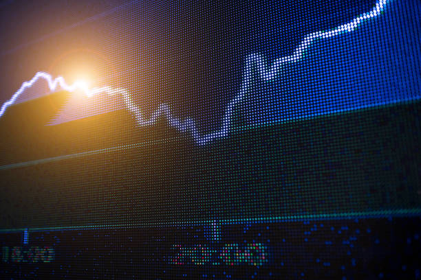 istock stock chart trend line in big LED screen 928862664
