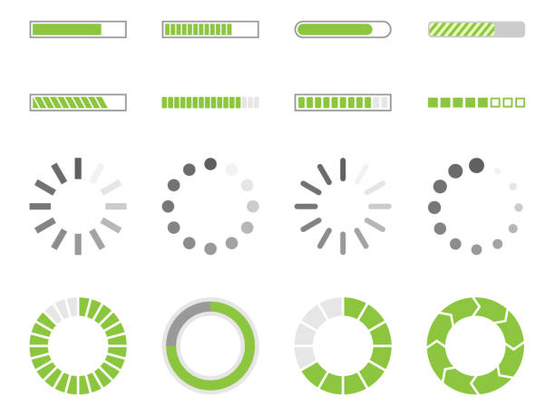 illustrations, cliparts, dessins animés et icônes de chargement des icônes, charger des signe indicateur - loading